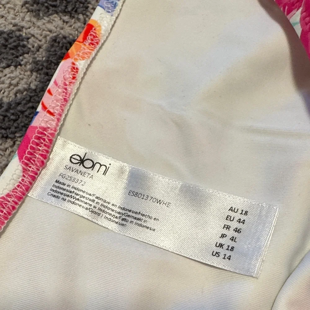 Elomi Savaneta Floral High-Waisted Bikini Bottom W LaceUp Side Detail Size US 14 - Picture 2 of 5